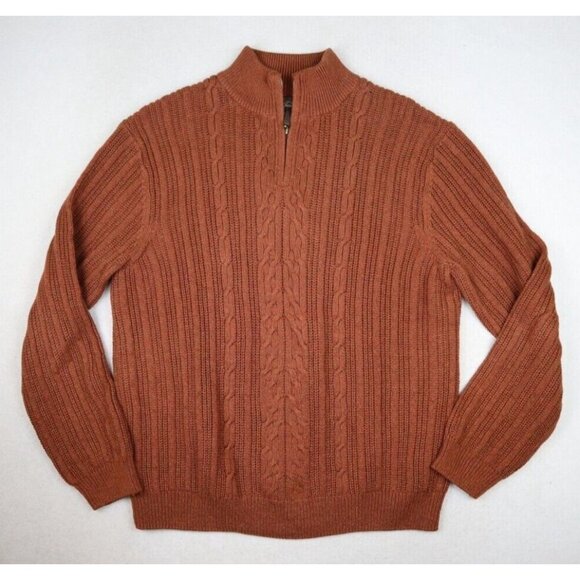 TASSO ELBA - MEN'S ORANGE 1/4 ZIP PULLOVER SWEATER - SIZE L - Picture 2 of 8